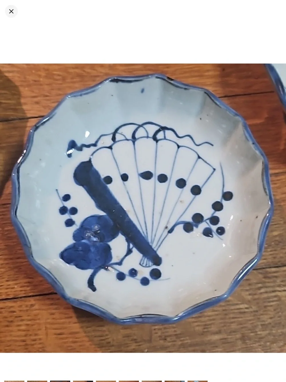 Antique Japanese Dipping bowls Blue Delft Butterfly Small Setb5
